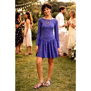 Free People Surley Mini Dress Laser Cut Detail Low Back Heron size L